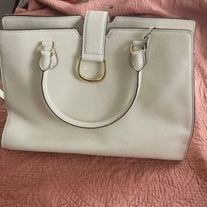 Ralph Lauren White Leather Tote Bag